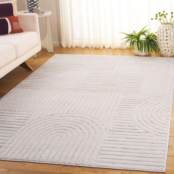 Elmhurst 3 ft. x 3 ft. Ivory/Gray High-Low Geometric Square Area Rug