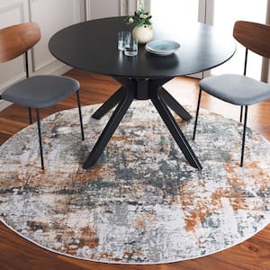 Alenia Gray/Beige 7 ft. x 7 ft. Abstract Distressed Marle Round Area Rug