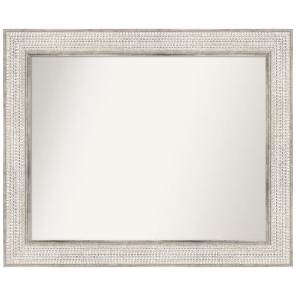 Amanti Art Trellis Silver 34 in. x 28 in. Non-Beveled Classic Rectangle Wood Framed Wall Mirror in Silver