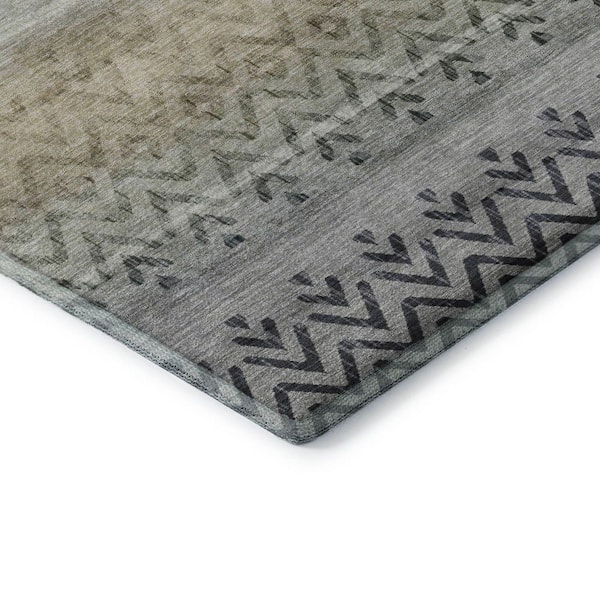 Mayfield Premium Machine Washable Abstract AMF2042 Gray 3 ft. x 5 ft. Area Rug