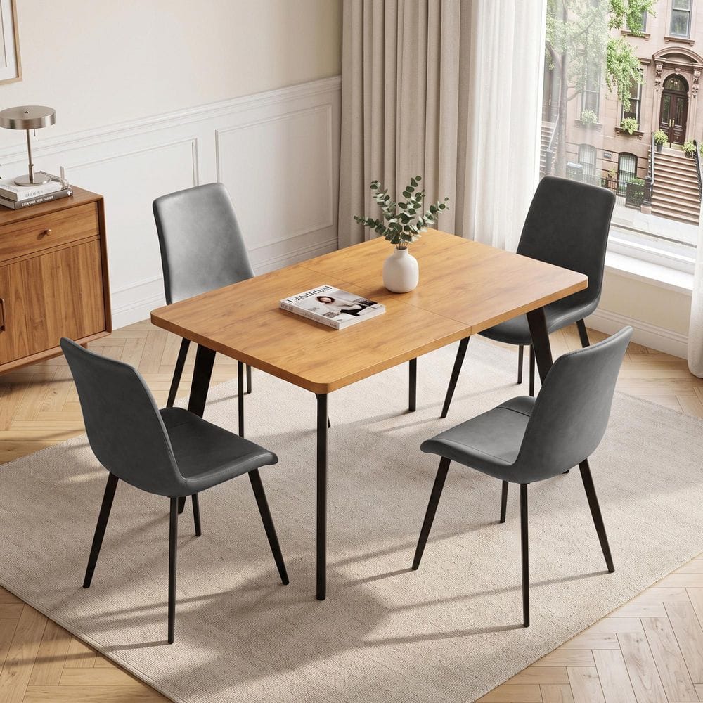 5-Piece Set Chairs and Oak MDF Top Dining Table, Dining Table Set, Dining Room Set with 4 Chairs