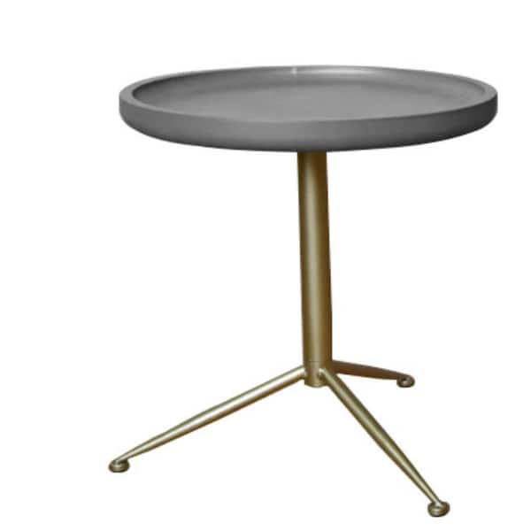 HomeRoots Mariana 16 in. W x 19 in. H Gray Round Wooden Top Side End Table