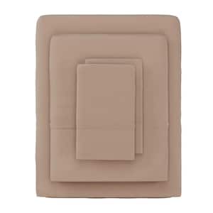 4-Piece Taupe Solid 75 Thread Count Polyester Full Sheet Set