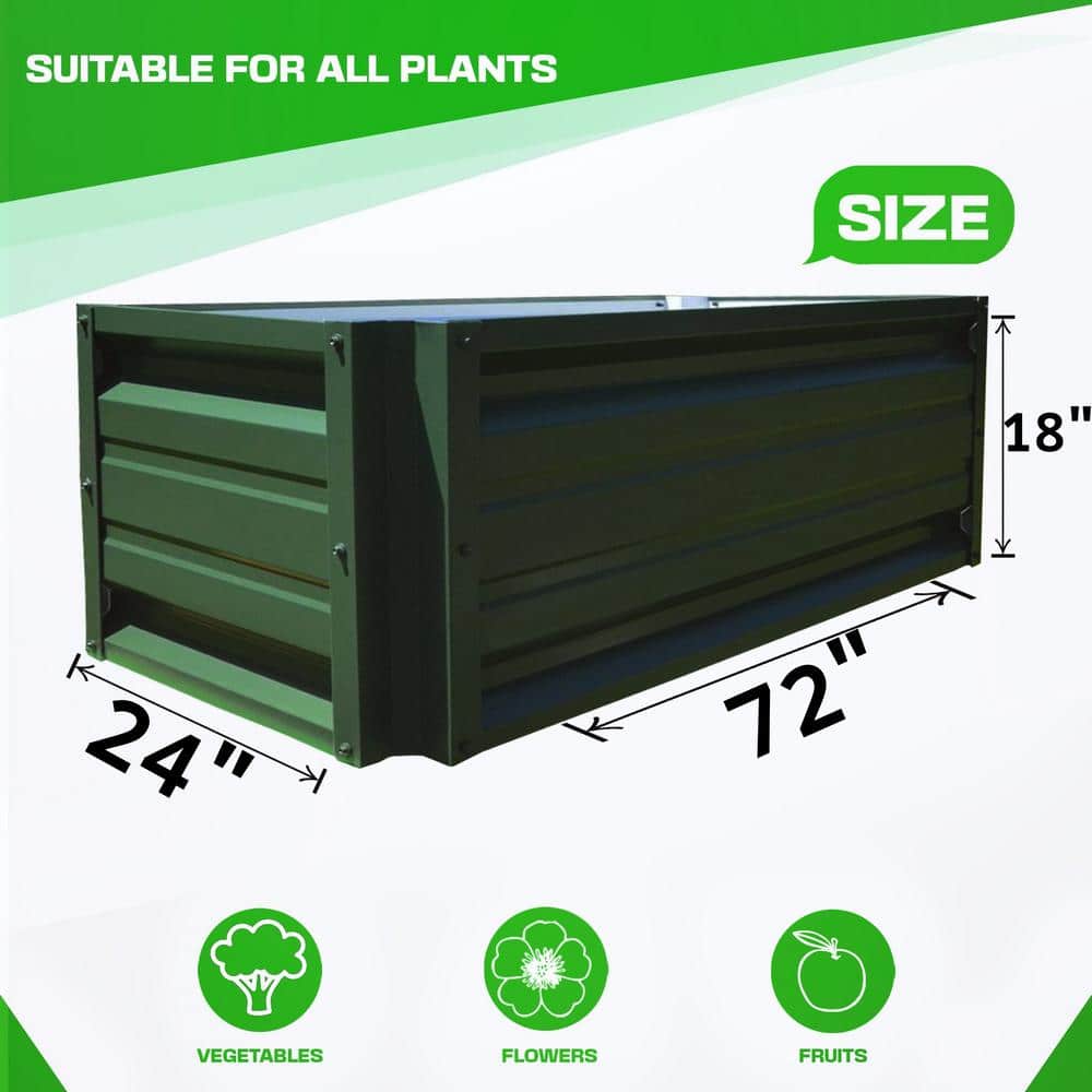 Light Stone Rectangular Galvalume Steel Raised Garden Bed 24 x 72 with 18 Inch High Walls