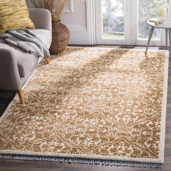 Bohemian 4 ft. x 6 ft. Brown/Beige Ornate Diamond Area Rug