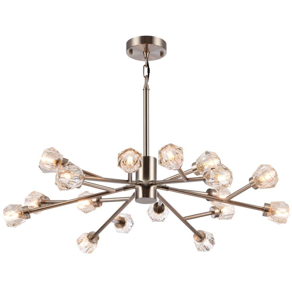 April II 16-Light shiny Nickel Sputnik Crystal Chandelier