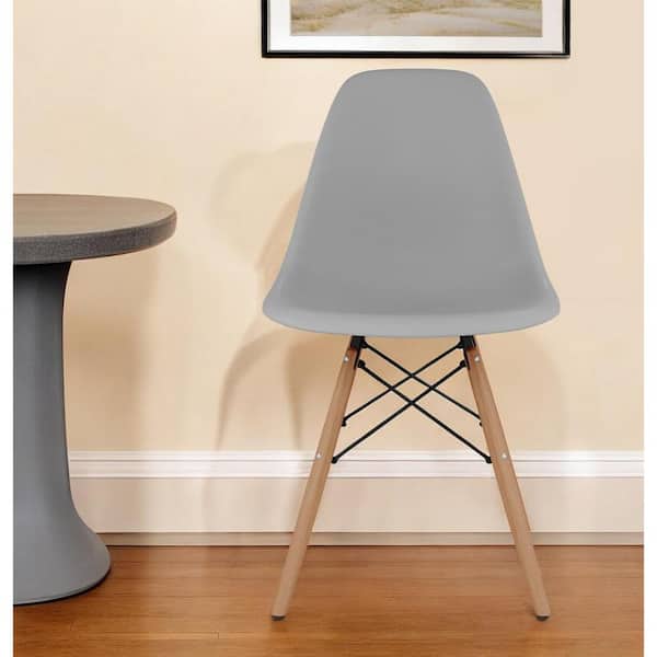 HomeRoots Gray And Natural Heavy Duty Plastic And Wood Side Chair