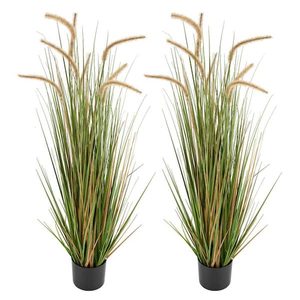 Artificial Grass Plant, 2 Pack 47 in. Horsetail Reed Grass in Pot, Faux Greenery Shrubs 13.78 in. 2025 Update