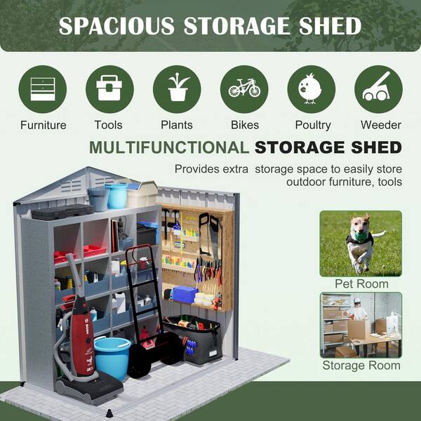 Thanaddo 6 ft. W x 4 ft. D Outdoor Metal Tool Storage Shed, Gray