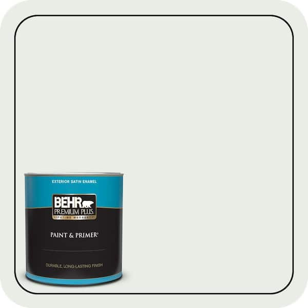 BEHR PREMIUM PLUS 1 qt. #700E-1 Dew Drop Satin Enamel Exterior Paint & Primer