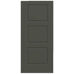 36 in. x 80 in. 3-Panel Equal Universal/Reversible Slate Steel Front Door Slab