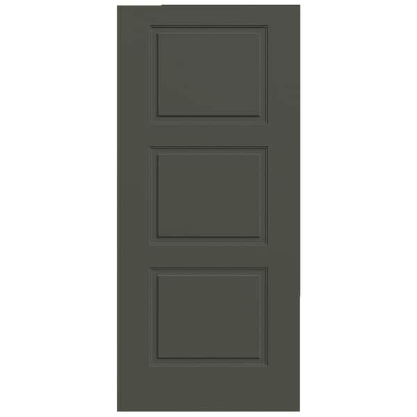 JELD-WEN 36 in. x 80 in. 3-Panel Equal Universal/Reversible Slate Steel Front Door Slab