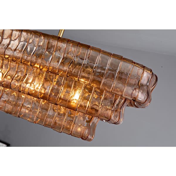 YUYI Modern Chandelier 54 in. 5-Lights Gold Crystal Linear