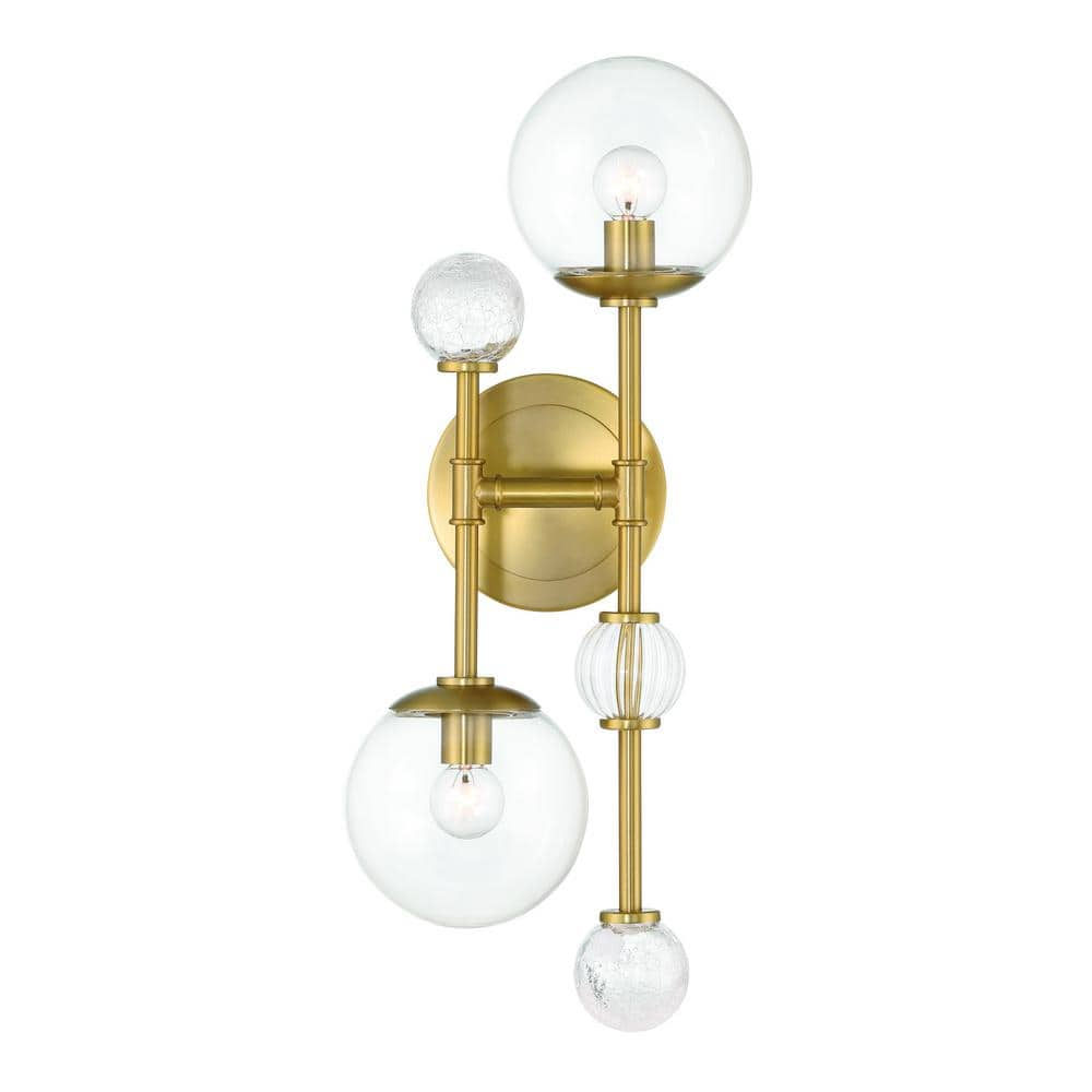 Traiton 2-Light Gold Wall Sconce with Clear Glass Shade -  Eurofase, 47359-017