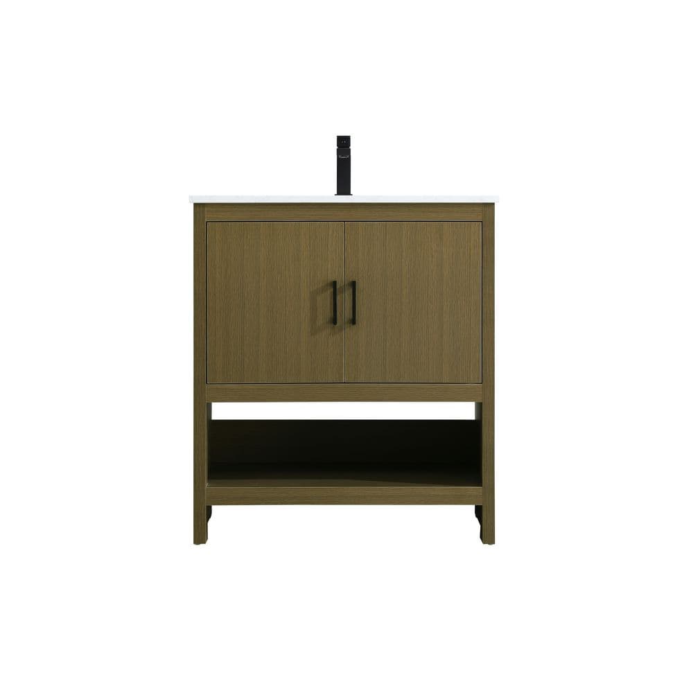 30 in. Single Sink Chestnut Brown Bath Vanity with White Engineered Marble Top price history on PriceWatchPro