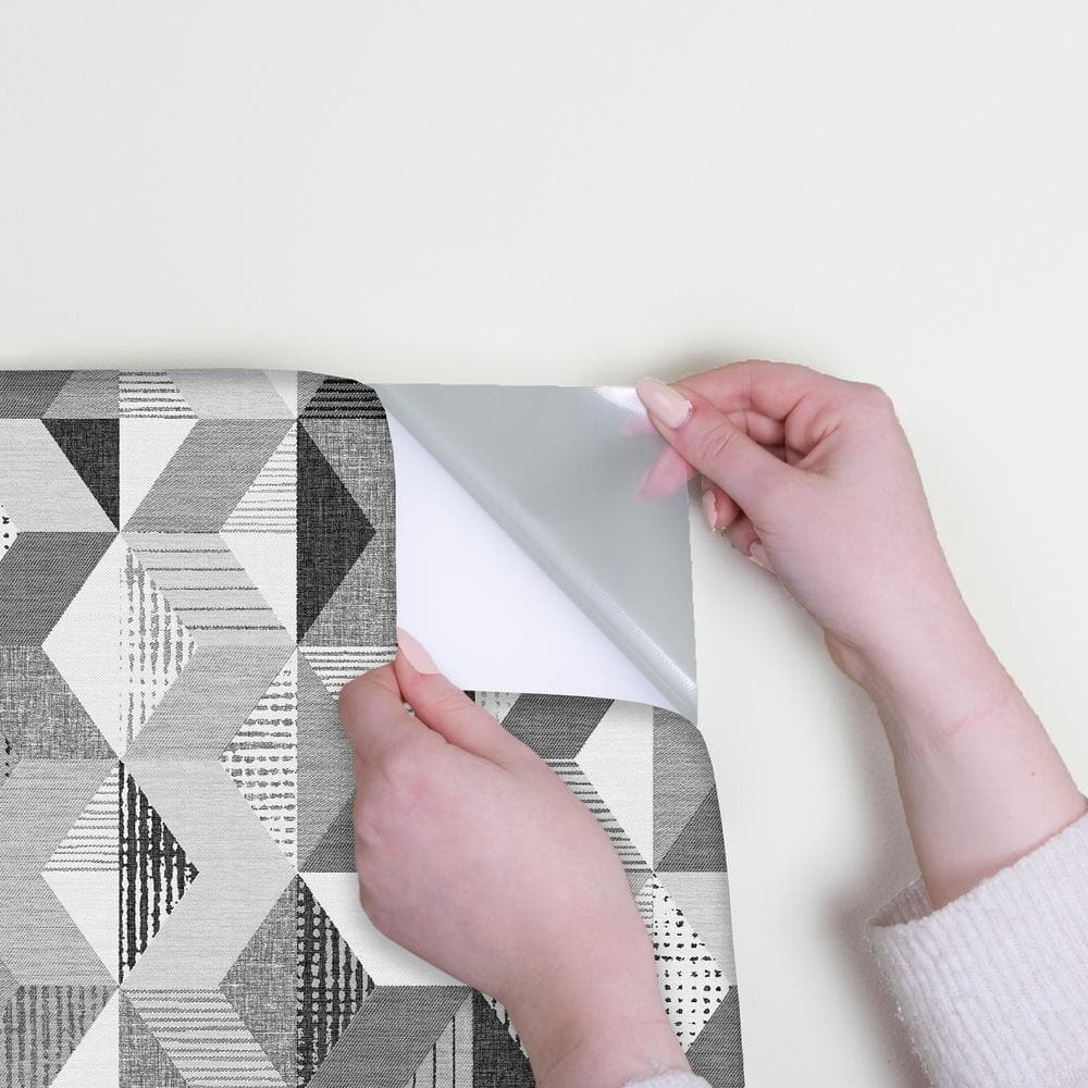 Grey Geometric Self-Adhesive Peel and Stick Wallpaper