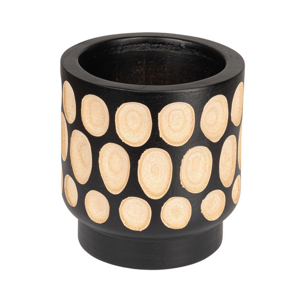 Zion 17.2 qt. Black Hand-Carved Wood Planter with Dots (9.8 in. L x 9.8 in. W x 10.2 in. H) price history on PriceWatchPro
