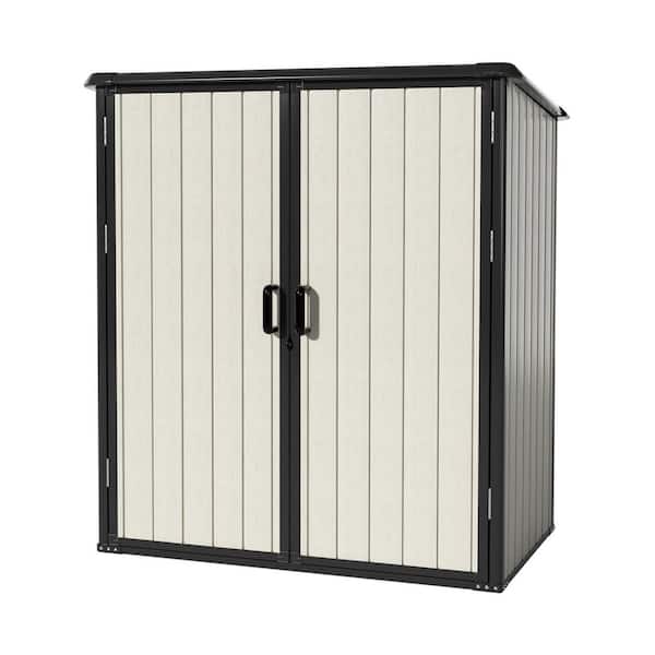 5 ft. W x 3 ft. D Khaki Outdoor Storage Plastic Resin Shed with Double Door and Floor (15 sq. ft.)