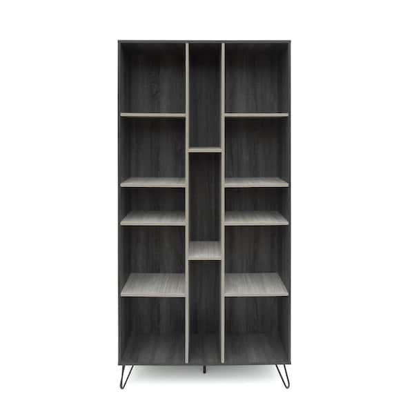 12 in. W x 40.25 in. D x 77 in. H Grey Particle Board Freestanding Linen Cabinet with 13-Shelves in Grey