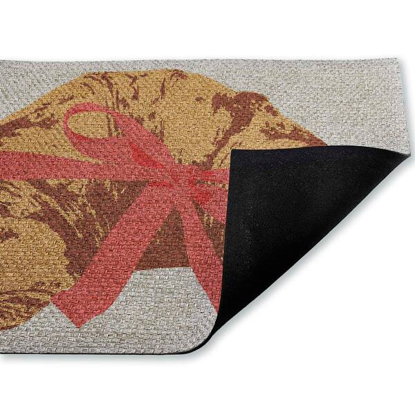 Bakery Croissant with Ribbon Brown 18 in. x 30 in. Polyester Non-Slip Outdoor Door Mat