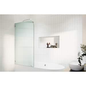 Aurora 34 in. W x 58.25 in. H Left-Hand Single Fixed Frameless Radius Tub Door in Chrome with Fluted Glass