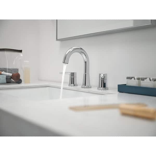 Flute 8 in. Widespread Double-Handle Bathroom Faucet in Chrome