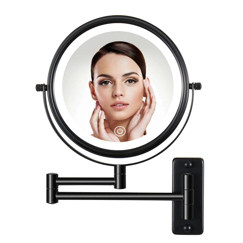 9 in. W x 12 in. H Round Magnifying LED Light Wall Mounted Bathroom Makeup 