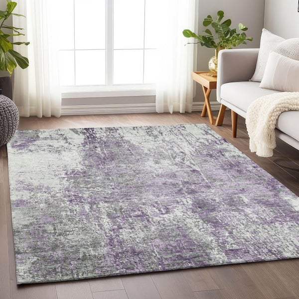 Chantille Machine Washable Indoor/Outdoor Abstract ACN1765 Plum 3 ft. x 5 ft. Area Rug
