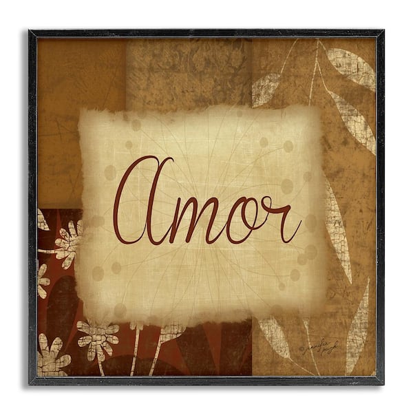 Stupell Industries Love Phrase Traditional by Jennifer Pugh Gray Framed Typography Giclee Art Print 24 in. x 24 in.