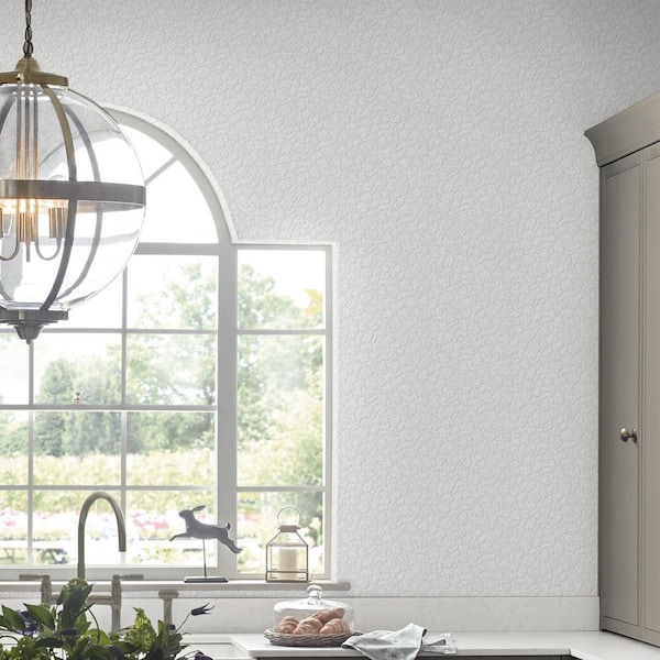 Stipple Paintable Vinyl White Unpasted Removable Wallpaper