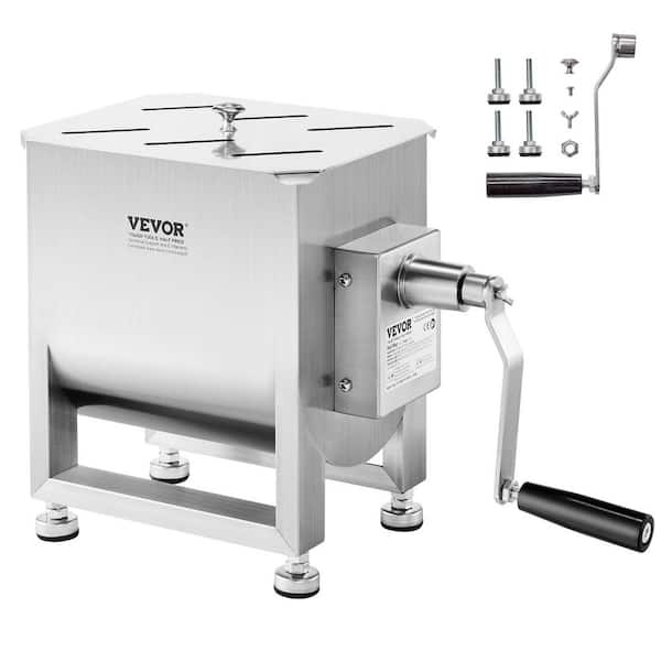 Manual Meat Mixer, 10L Fixed Tank Meat Processing Equipment (Mixing Max 15LBS. for Meat), with Lid Handle Gear Reducer