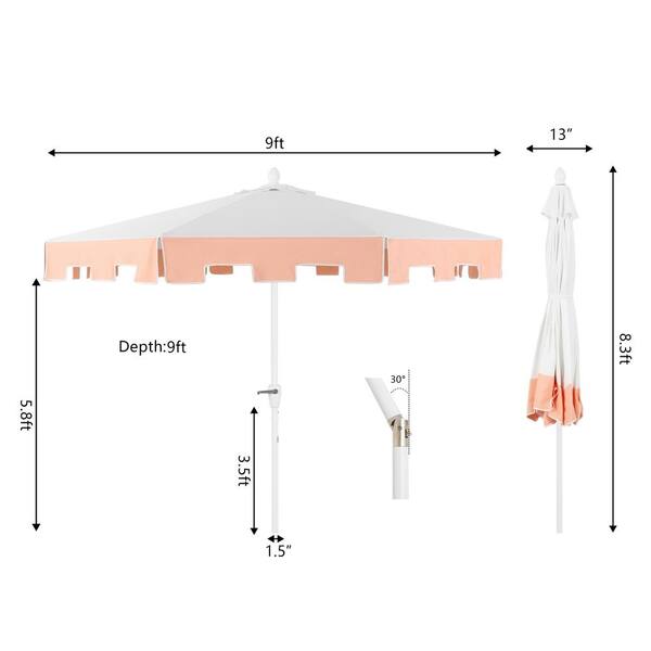 coral coast 9 ft. steel offset patio umbrella Fringe Ft Crank Grey/White Outdoor Grey Classic Octagonal Aluminum Wood : Patio, Lawn & Garden UV protection 9' Round Offset Patio Umbrella