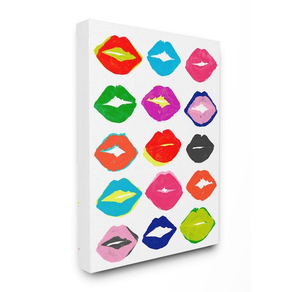 Stupell Industries 16 in. x 20 in. "Colorful Kiss Fashioner Pattern Painting" by June Erica Vess Canvas Wall Art