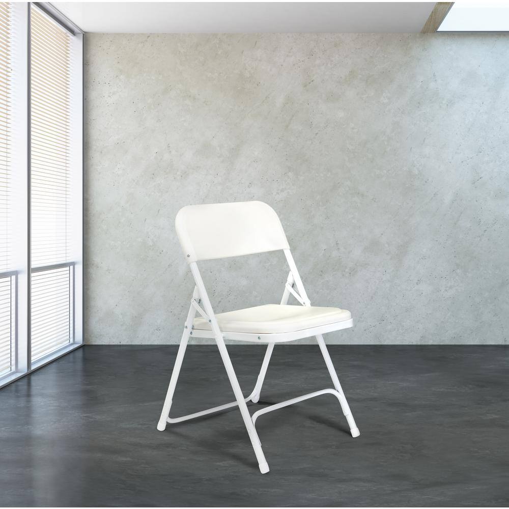 Bright White Metal Armless Stacking Reception Chair Set