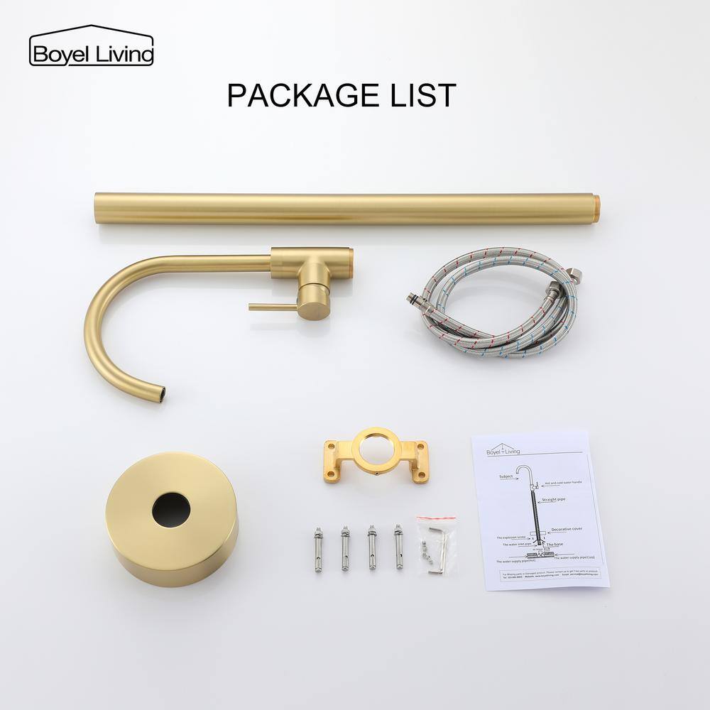 Brushed Gold Brass Freestanding Tub Filler with Diverter