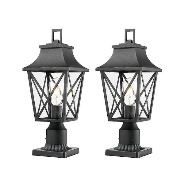 Gidal 20 in. 1-Light Black Outdoor Aluminum Weather Resistant Pier Mount Light with No Bulb Included (2-pack)