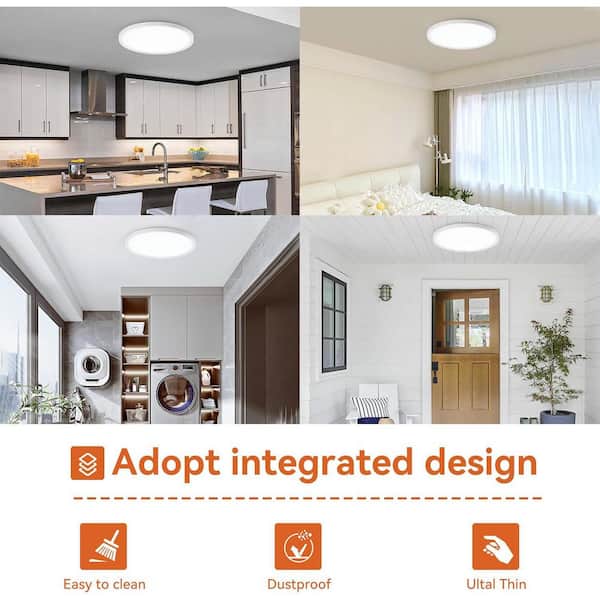 White 10 in. Integrated LED Flush Mount Ceiling Light, 5-in-1 CCT Selectable, Surface Mounted Lighting Fixture, 1 Pack