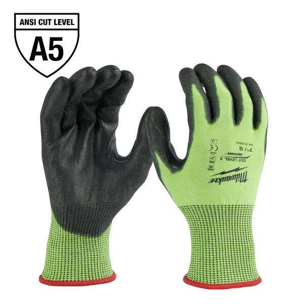 3 Pairs Cut Resistant Work Gloves ANSI Level 5 Protection Light Weight PU Coated 