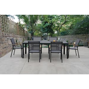 Fresco Dark Gray 7-Piece Dining Set with Tribeca with Ceramic Glass Table Top