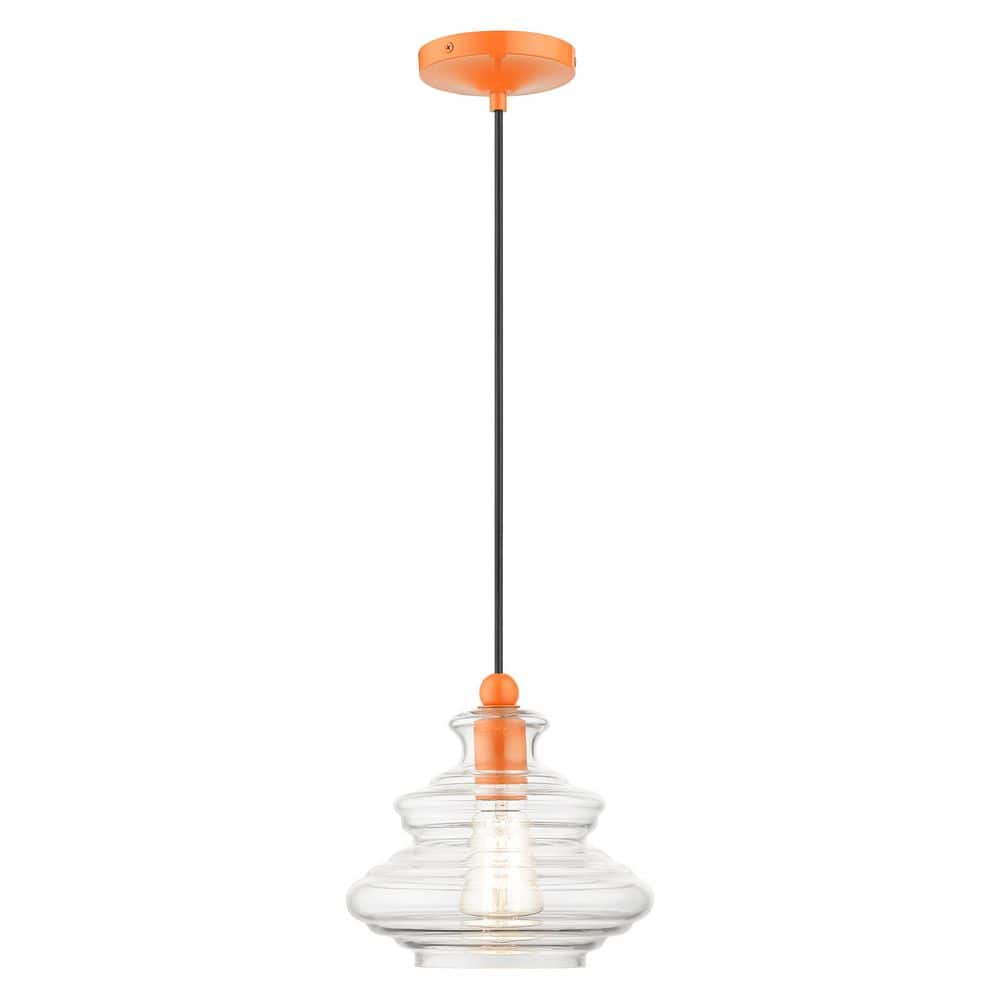 Fairbourne 60-Watt 1 Light Shiny Orange Mini Pendant Light with Clear Art Glass Shade , No Bulbs Included price history on PriceWatchPro