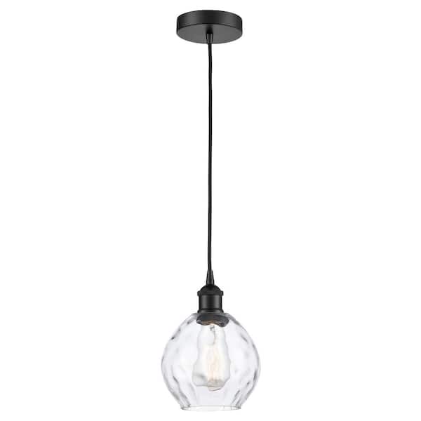 Waverly 60-Watt 1-Light Matte Black Standard Mini Pendant Light with Clear Glass Shade, No Bulbs Included