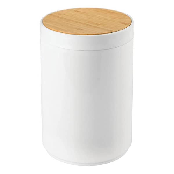 FAWEY TRED INC 1.3 Gal. White Plastic Circular Trash Can with Swinging Closure Lid