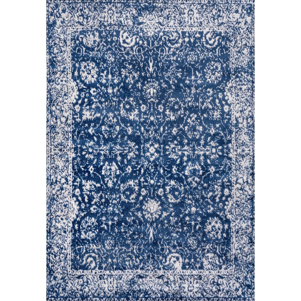 Handmade Reversible Synthetic Navy Blue 4' x 6' Area Rug