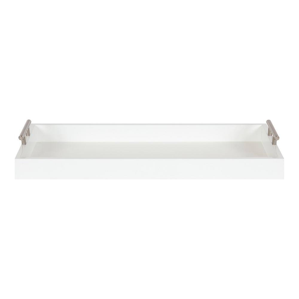Lipton Sleek White and Silver Wood Decorative Tray, 10x24