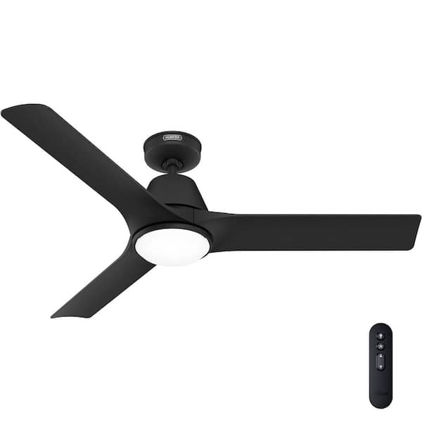 Hunter 52 in. Aeronaut Wi-Fi ENERGY STAR Matte Black Damp Rated Smart Ceiling Fan with LED Light Kit and Handheld Remote