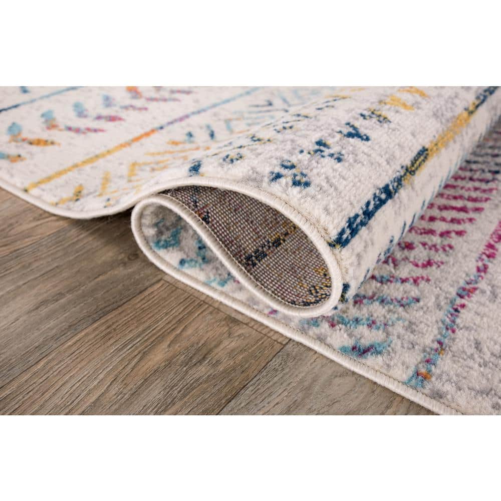 Vibrant Geometric 5' x 7' Multi-Color Synthetic Area Rug