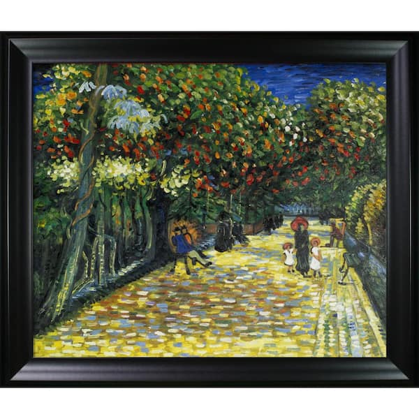 LA PASTICHE Avenue with Flowering Chestnut Trees at Arles by Vincent Van Gogh Black Matte Framed Abstract Art Print 25 in. x 29 in.