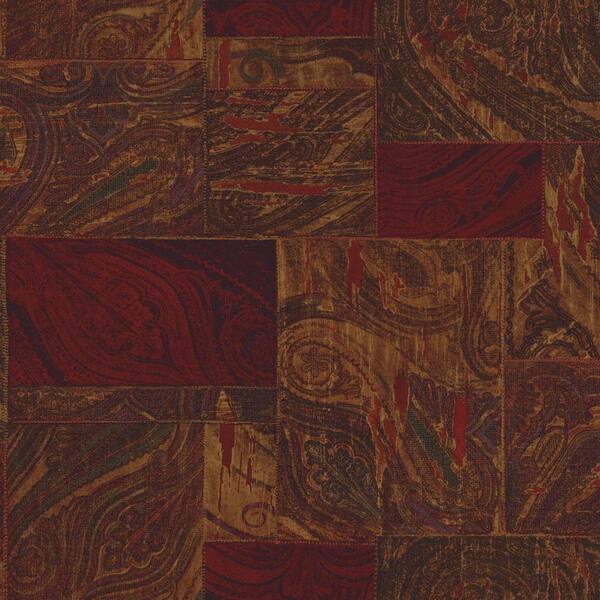 The Wallpaper Company 56 sq. ft. Red Paisley Patchwork Wallpaper