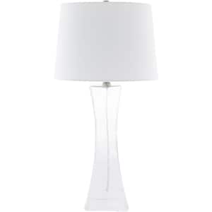 Angrave 28 in. Clear Indoor Table Lamp with White Barrel Shaped Shade