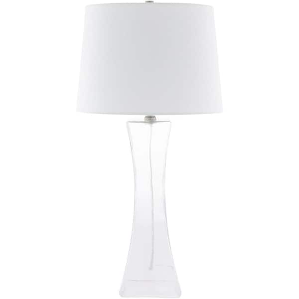 Artistic Weavers Angrave 28 in. Clear Indoor Table Lamp with White Barrel Shaped Shade